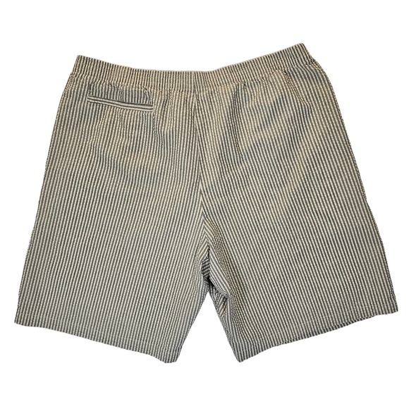 Vintage ABERCROMBIE & FITCH Seersucker SHORTS Stripped Green Beige size Lg - Picture 2 of 3